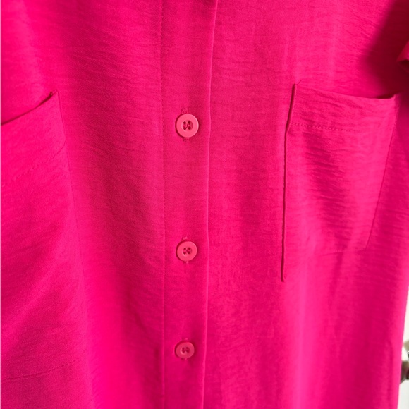 Zenana Woven Airflow Button Down Shirt Pink - Picture 3 of 5